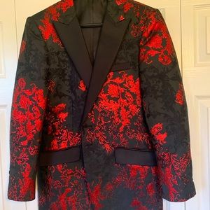 Mens black and red dress jacket. 40R